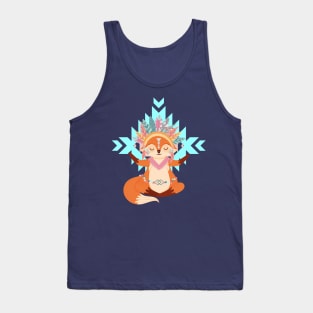 Meditation Fox Totem Boho Feathers Tank Top